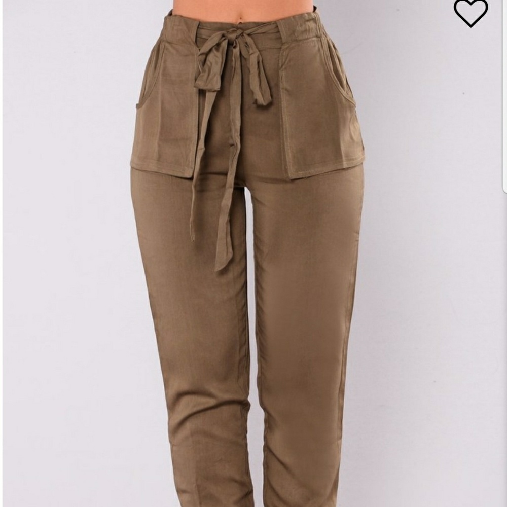 Olive green woven pants
